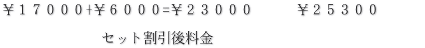 ￥１７０００+￥６０００=￥２３０００　　　￥２５３００　　　  　　　　　　　セット割引後料金